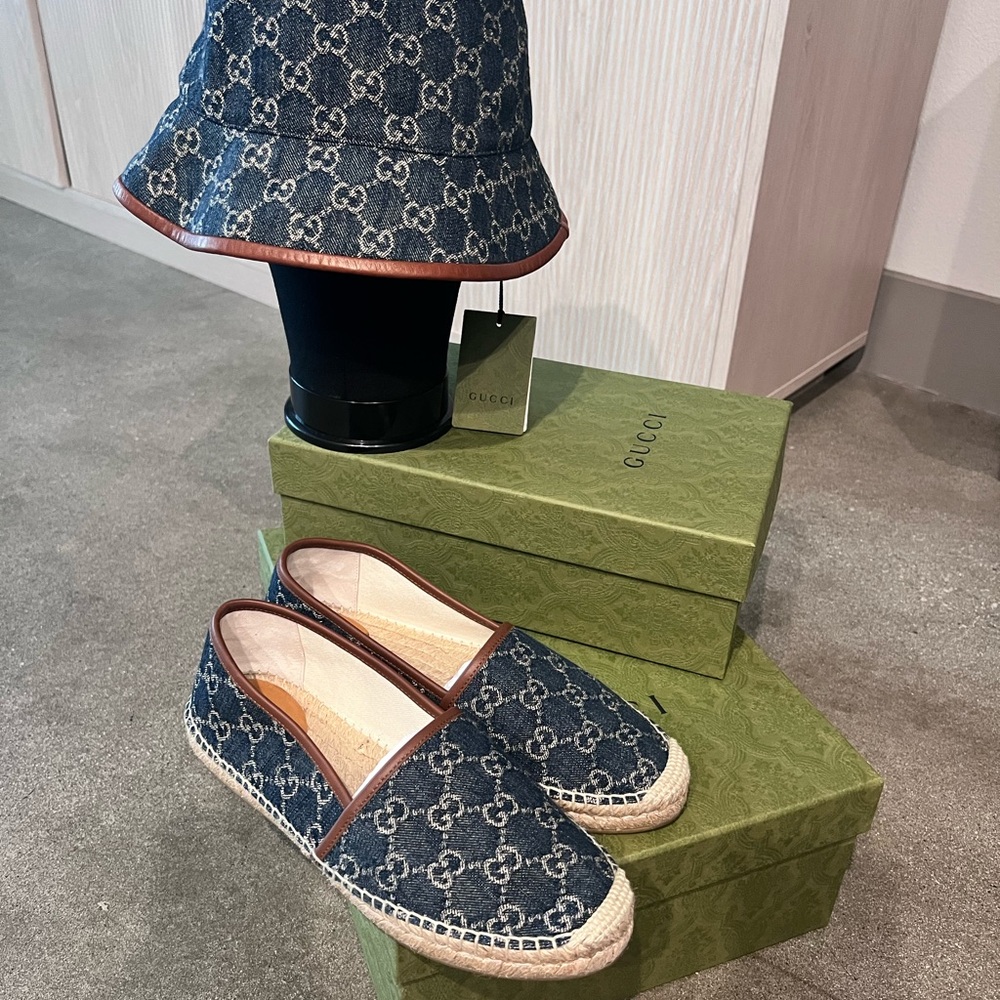 Gucci Denim Espadrilles & Hat Size 9/39 & L/XL Hat